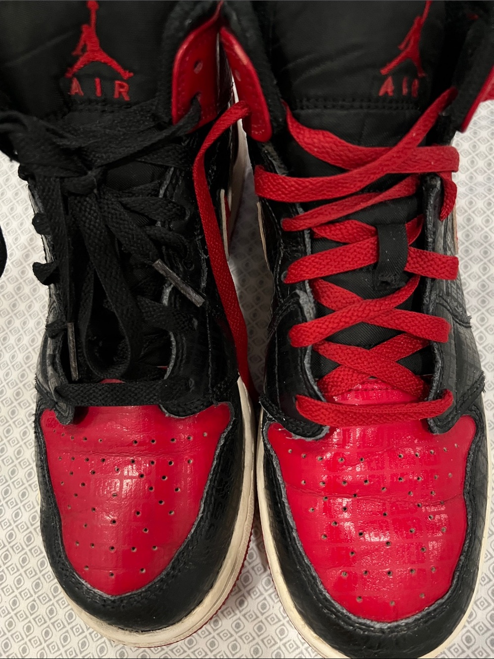 Jordan Kids Red and Black High-Top Sneakers